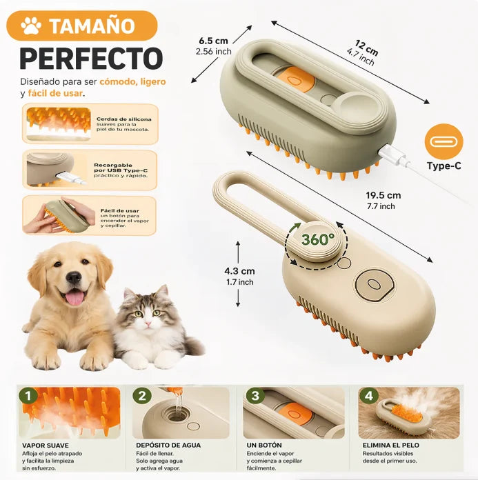 Cepillo a Vapor Para Mascotas 🐾